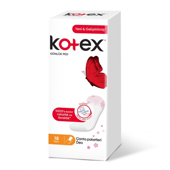 KOTEX İNCE GÜNLÜK PED PARFÜMSÜZ 18'Lİ