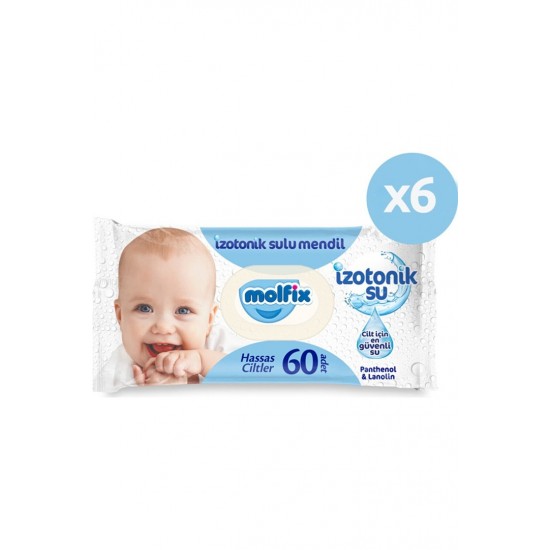 Molfix Izotonik Sulu Islak Mendil Hassas Ciltler 60'lı 6*60 360 Yaprak