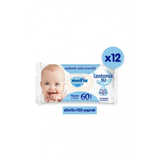 Molfix İzotonik Sulu Islak Mendil Hassas Ciltler 12'li Paket - 720 Yaprak
