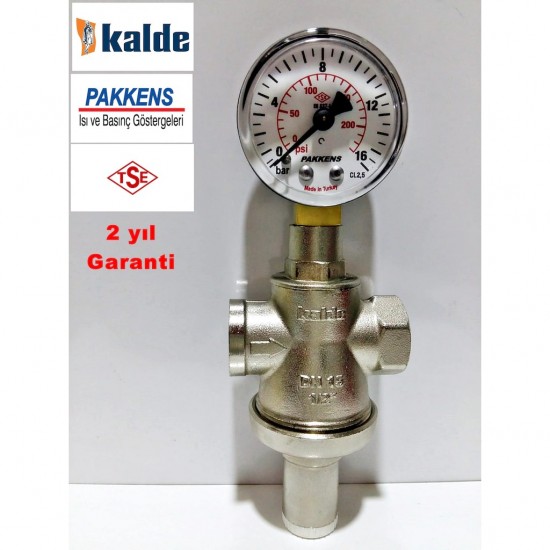 Kalde su basınç düşürücü 1/2 rekorsuz DN15 +Pakkens manometre