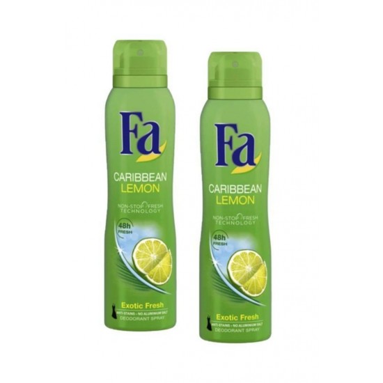 Fa Deodorant Sprey 2 Li Carribbean Limon 150 Ml + 150 Ml
