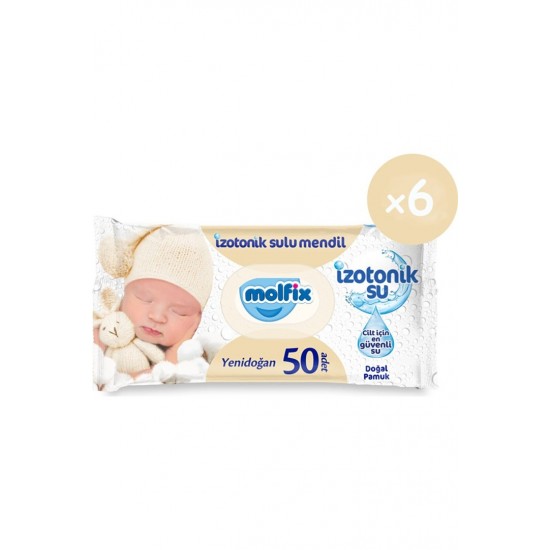 Molfix Izotonik Sulu Yenidoğan Islak Havlu 50'li 6*50 300 Yaprak