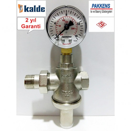Kalde su basınç düşürücü 1/2 rekorlu DN15 +Pakkens manometre