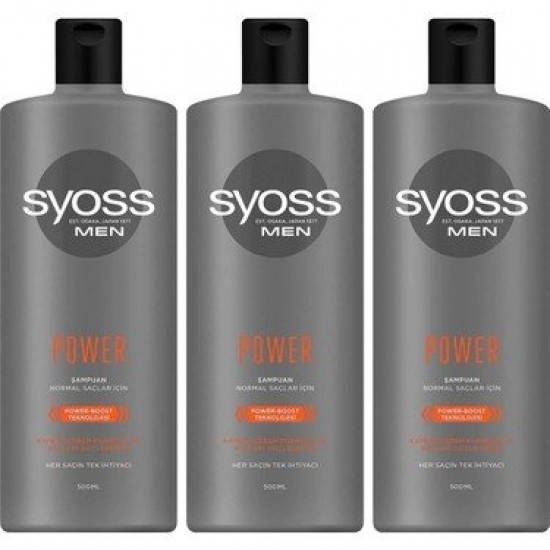 SYOSS ŞAMPUAN POWER 500 ML 3'LÜ